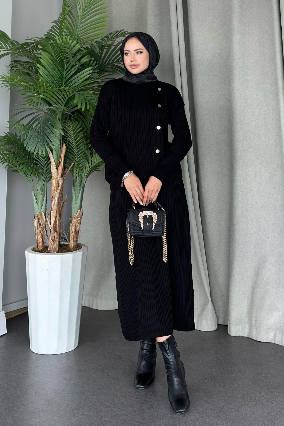 Varda Etekli Triko Takım Siyah, Fiyatları 