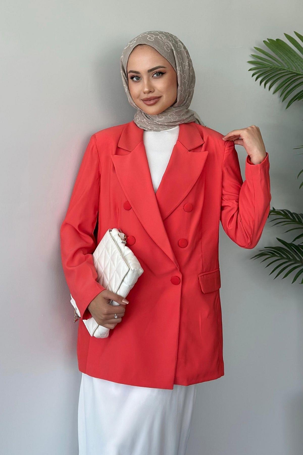 Vatkalı Blazer Ceket Turuncu, Fiyatları 