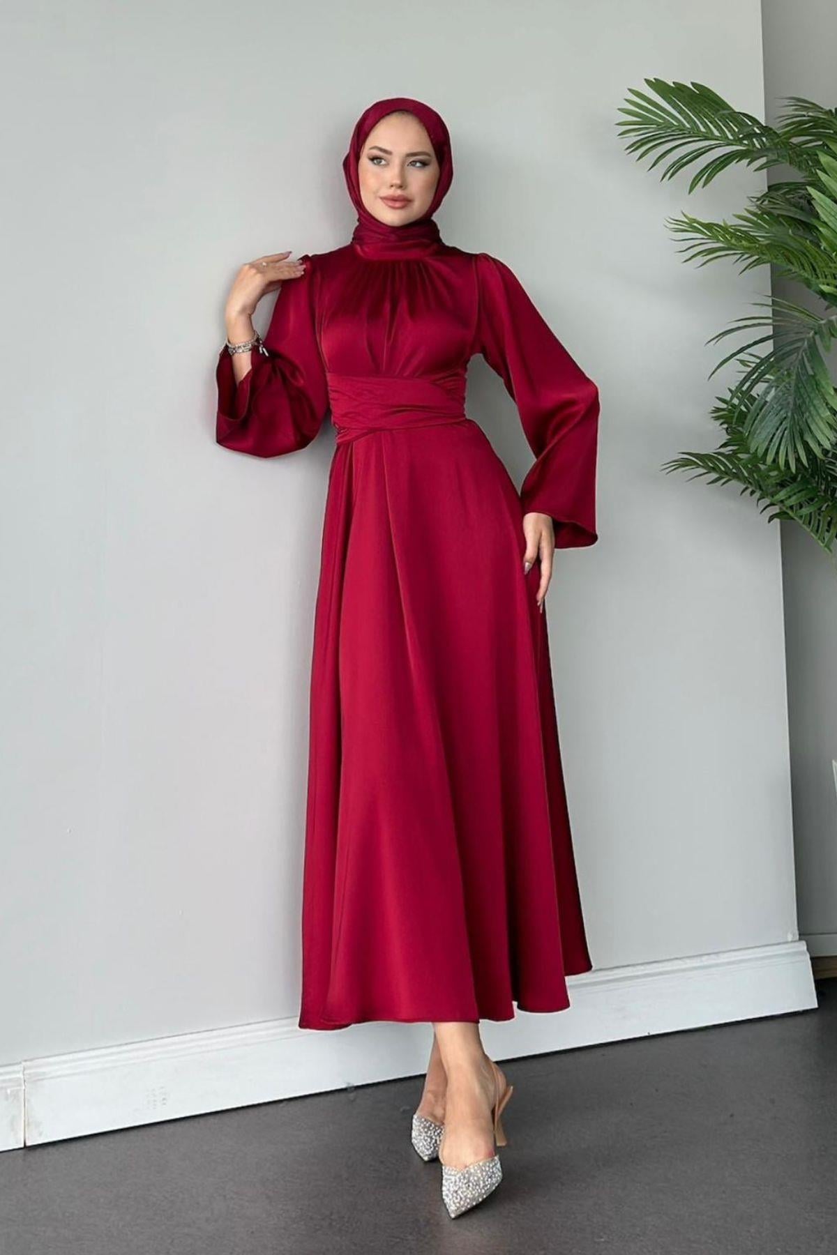 Vela Abiye Bordo, Fiyatları Haza Moda | Tesettür Giyim | Vela Abiye Bordo