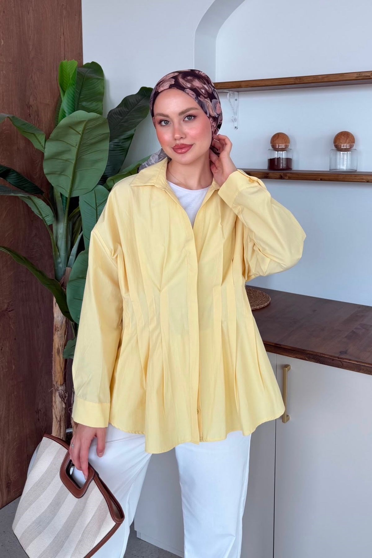 Wolla Pileli Gömlek Sarı, Fiyatları Wolla Pileli Gömlek Sarı | Haza Moda