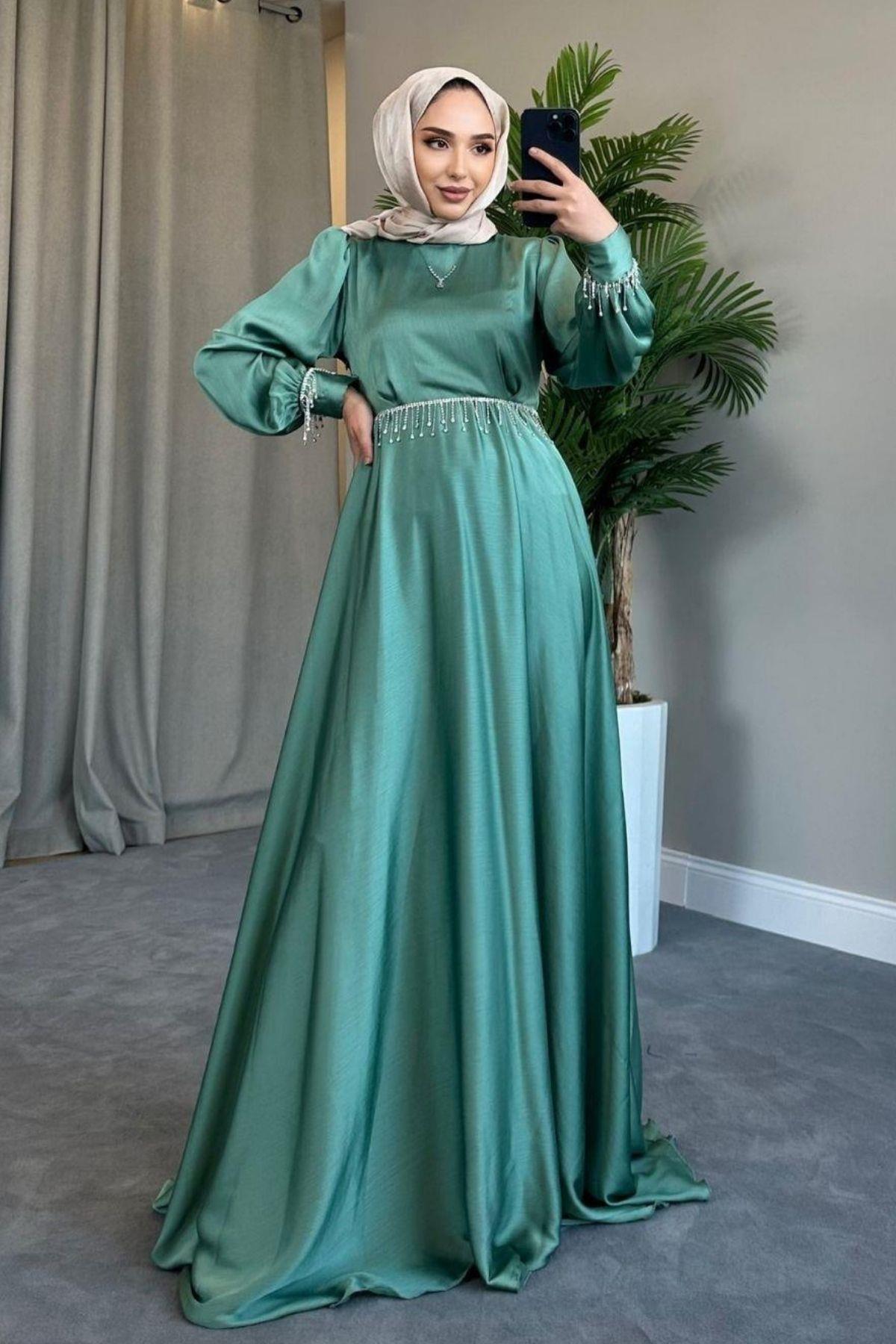 يامور فستان سهرة نعناع