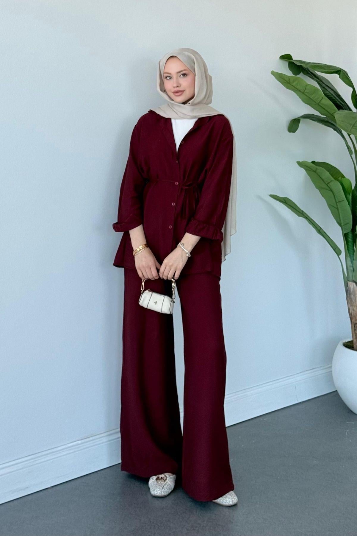 Yalıkavak İkili Takım Bordo, Fiyatları Yalıkavak İkili Takım Bordo- Haza Moda 