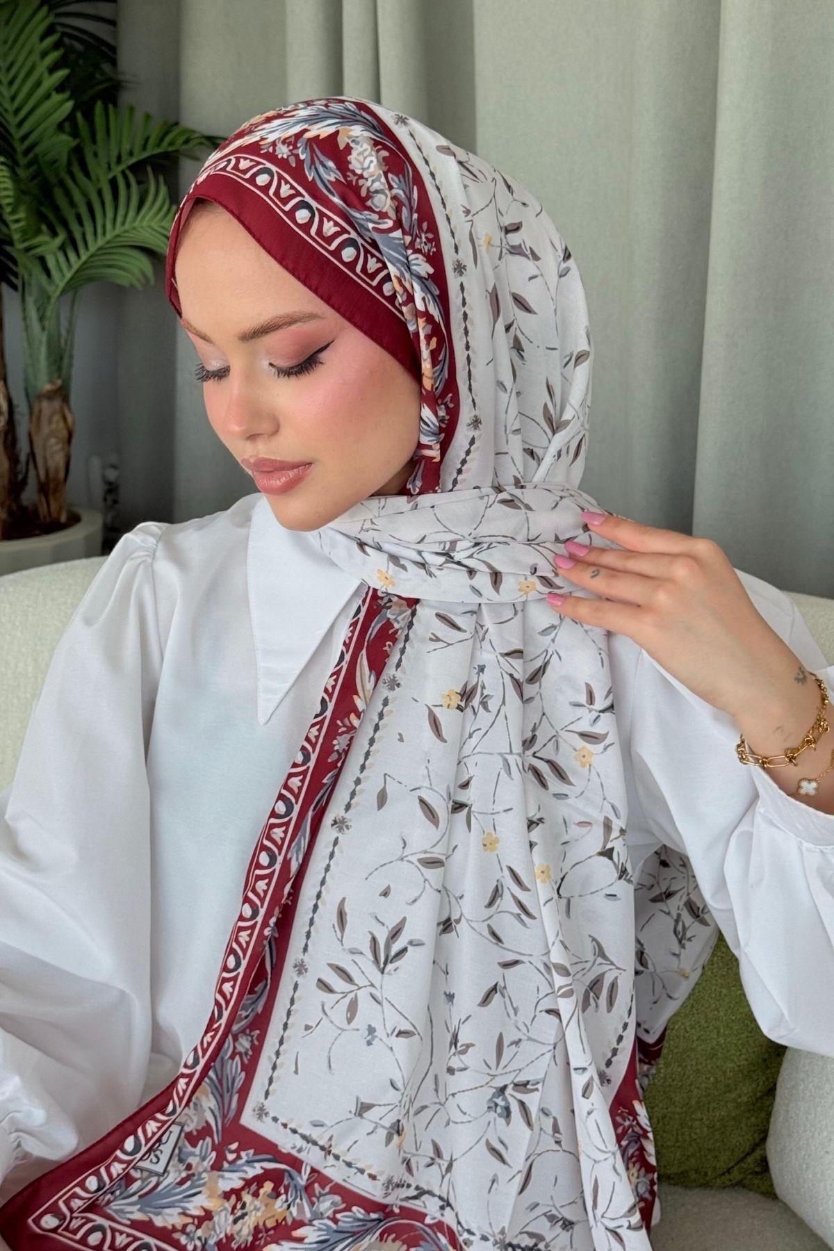 Yaprak Dijital Etnik Şal Bordo, Fiyatları Yaprak Dijital Etnik Şal Bordo- Haza Moda 