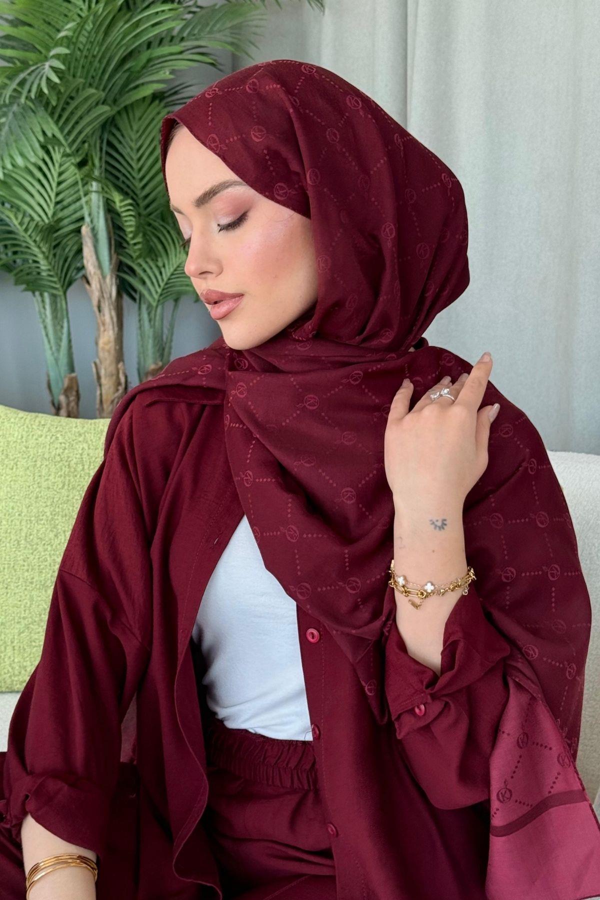 Yaz Esintisi Desen Şal Bordo, Fiyatları Yaz Esintisi Desen Şal Bordo- Haza Moda 