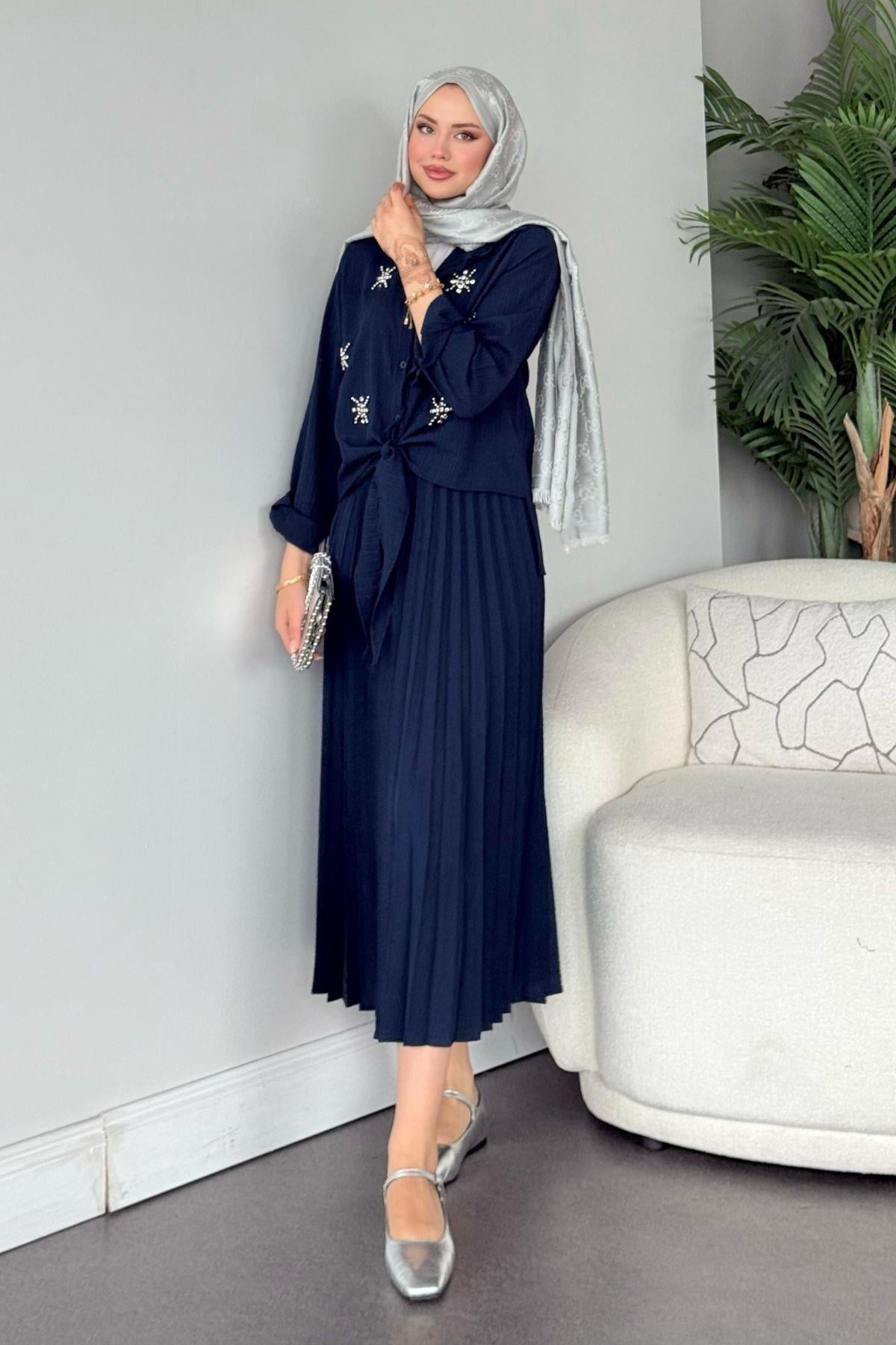 Yıldız Etekli Takım Lacivert, Fiyatları Yıldız Etekli Takım Lacivert- Haza Moda 