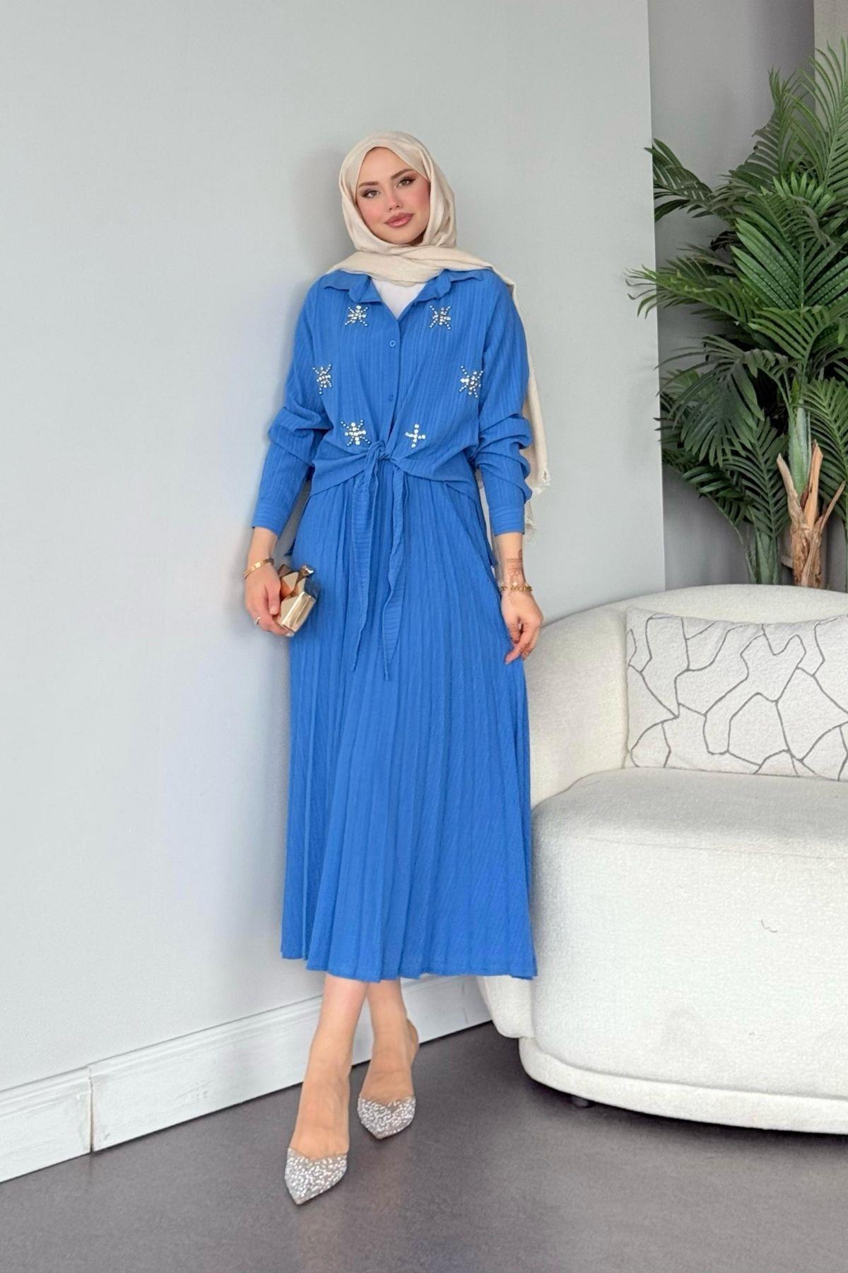 Yıldız Etekli Takım Mavi, Fiyatları Yıldız Etekli Takım Mavi - Haza Moda 