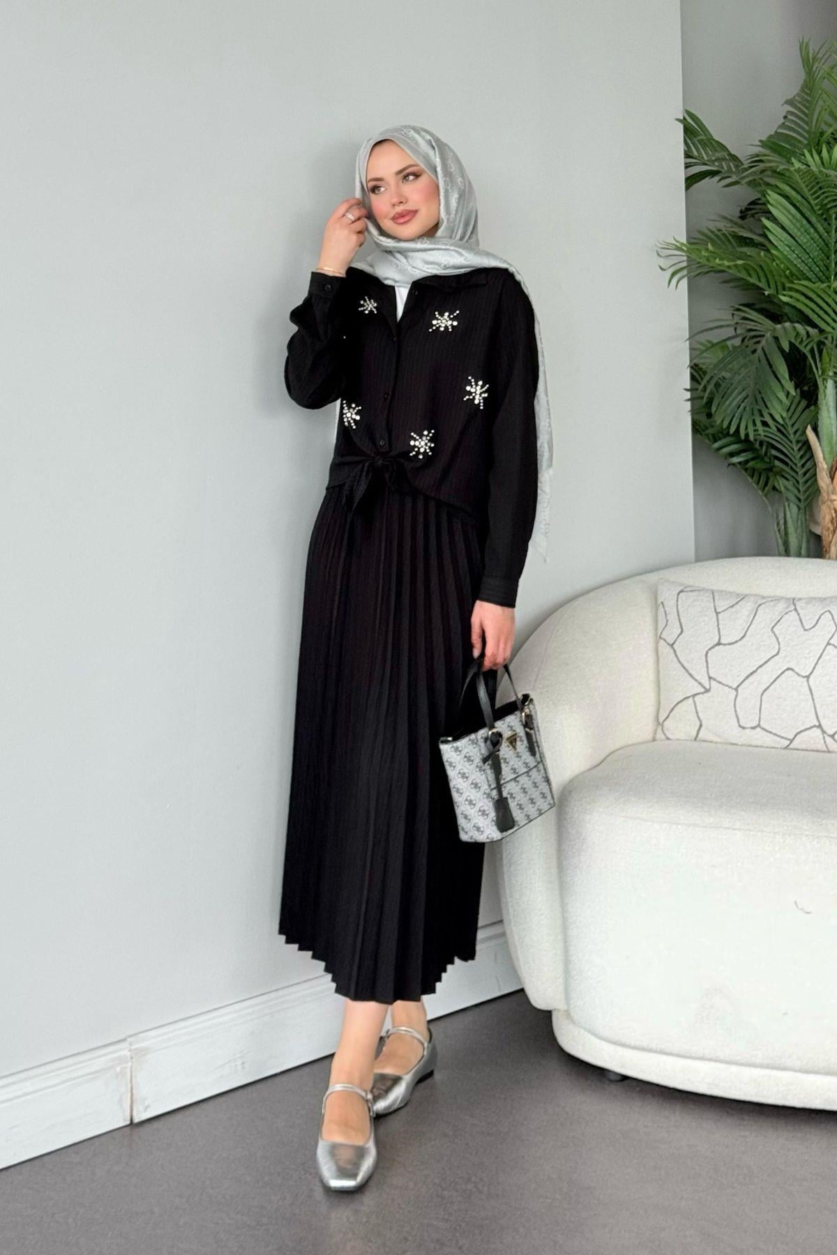 Yıldız Etekli Takım Siyah, Fiyatları Yıldız Etekli Takım Siyah- Haza Moda 