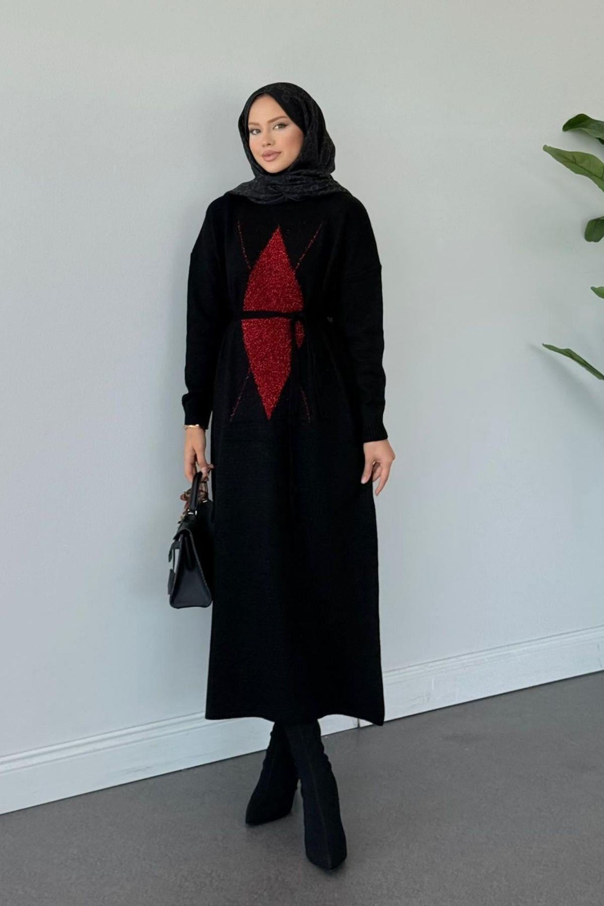 Yıldız Simli Triko Elbise Siyah, Fiyatları Yıldız Simli Triko Elbise Siyah- Haza Moda