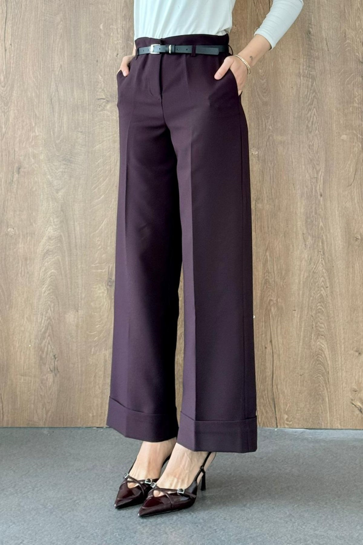 Yks Bel Kemerli Pantolon Mürdüm, Fiyatları 