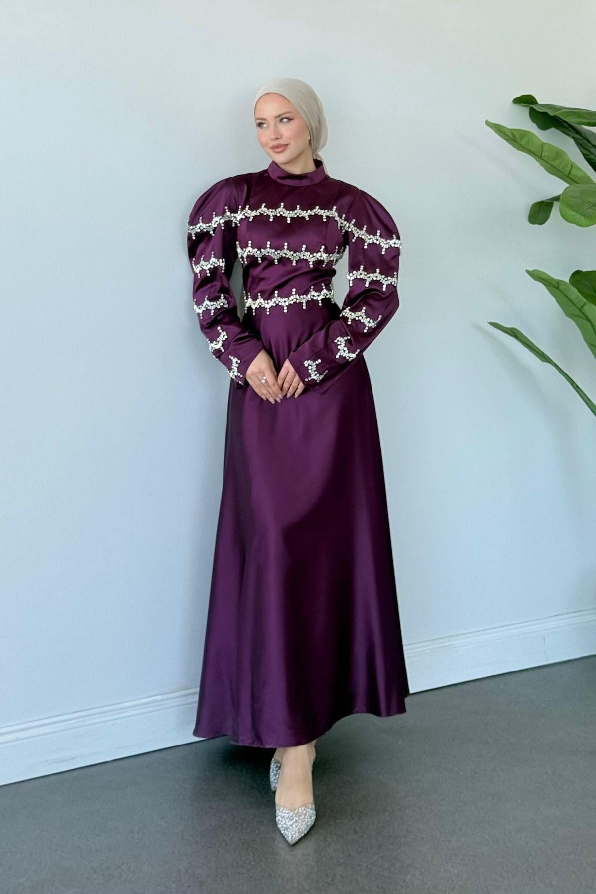 Yolansa Abiye Mürdüm, Fiyatları Yolansa Abiye Mürdüm - Haza Moda 