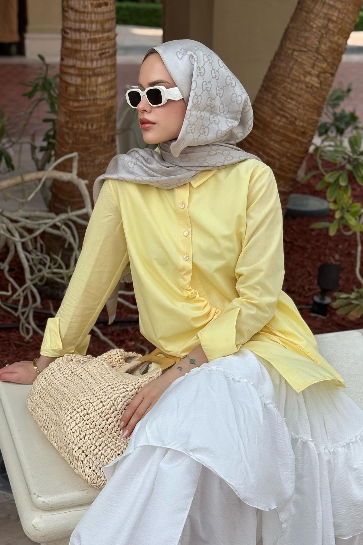 Yüsra Gömlek Sarı, Fiyatları Yüsra Gömlek Sarı- Haza Moda