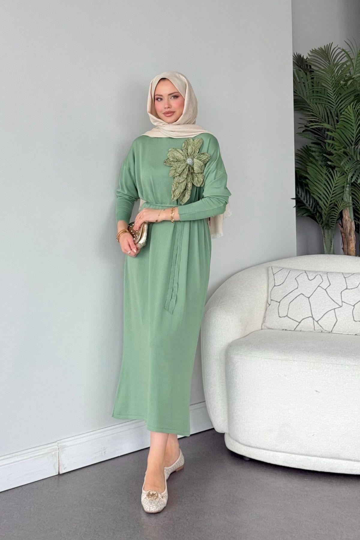 Zambak Merserize Elbise Mint, Fiyatları Zambak Merserize Elbise Mint- Haza Moda 