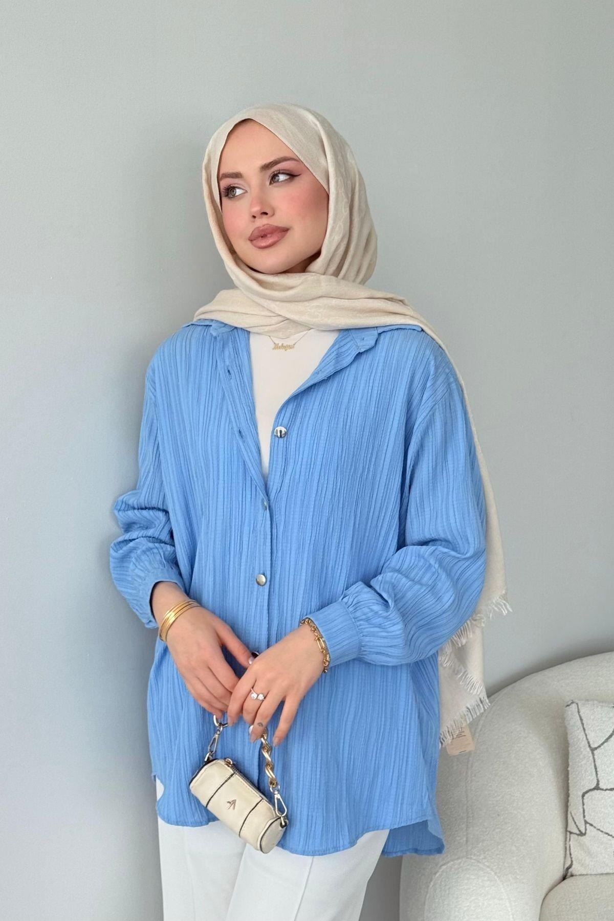 Zelal Gömlek Bebe Mavi, Fiyatları Zelal Gömlek Bebe Mavi- Haza Moda 