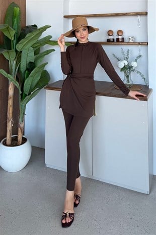 3Lü Tesettür Mayo Takım Kahve, Fiyatları 3Lü Tesettür Mayo Takım Kahve| Haza Moda