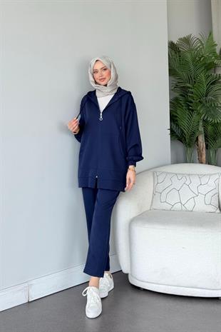Fermuarlı Spor Takım Lacivert, Fiyatları Fermuarlı Spor Takım Lacivert - Haza Moda 