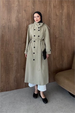 Gökşin Düğmeli Trençkot Mint, Fiyatları Gökşin Düğmeli Trençkot Mint | Haza Moda