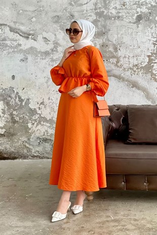 Helen Etekli Takım Oranj – Haza Moda | Tesettür Giyim