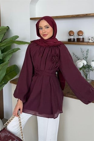 Hesna Balon Kol Tunik Bordo, Fiyatları 