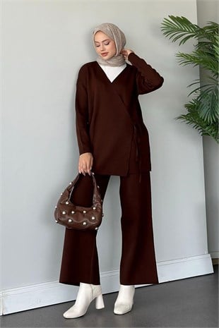 Match String Knit Set Light Brown