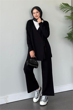 Match String Knitted Set Black