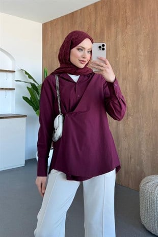 Meryem Poplin Gömlek Bordo, Fiyatları 