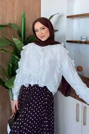 Momo Fırfırlı Tasarım Bluz Beyaz, Fiyatları 