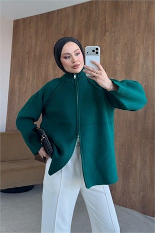 Roma Fermuarlı Hırka Zümrüt, Fiyatları Roma Fermuarlı Hırka Zümrüt | Haza Moda