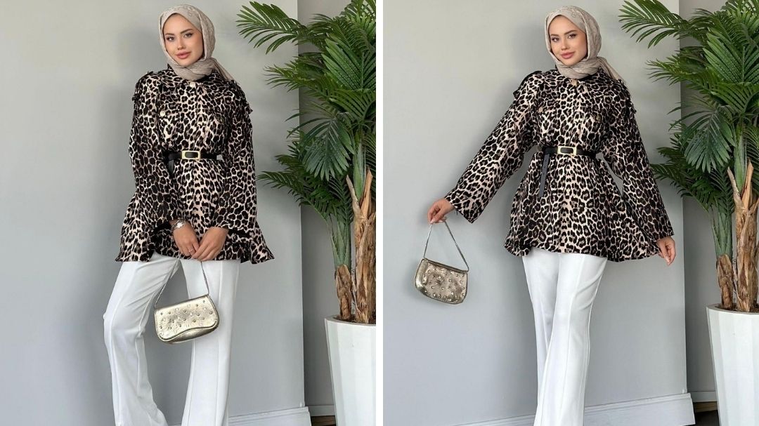 Leopar desenli ceket