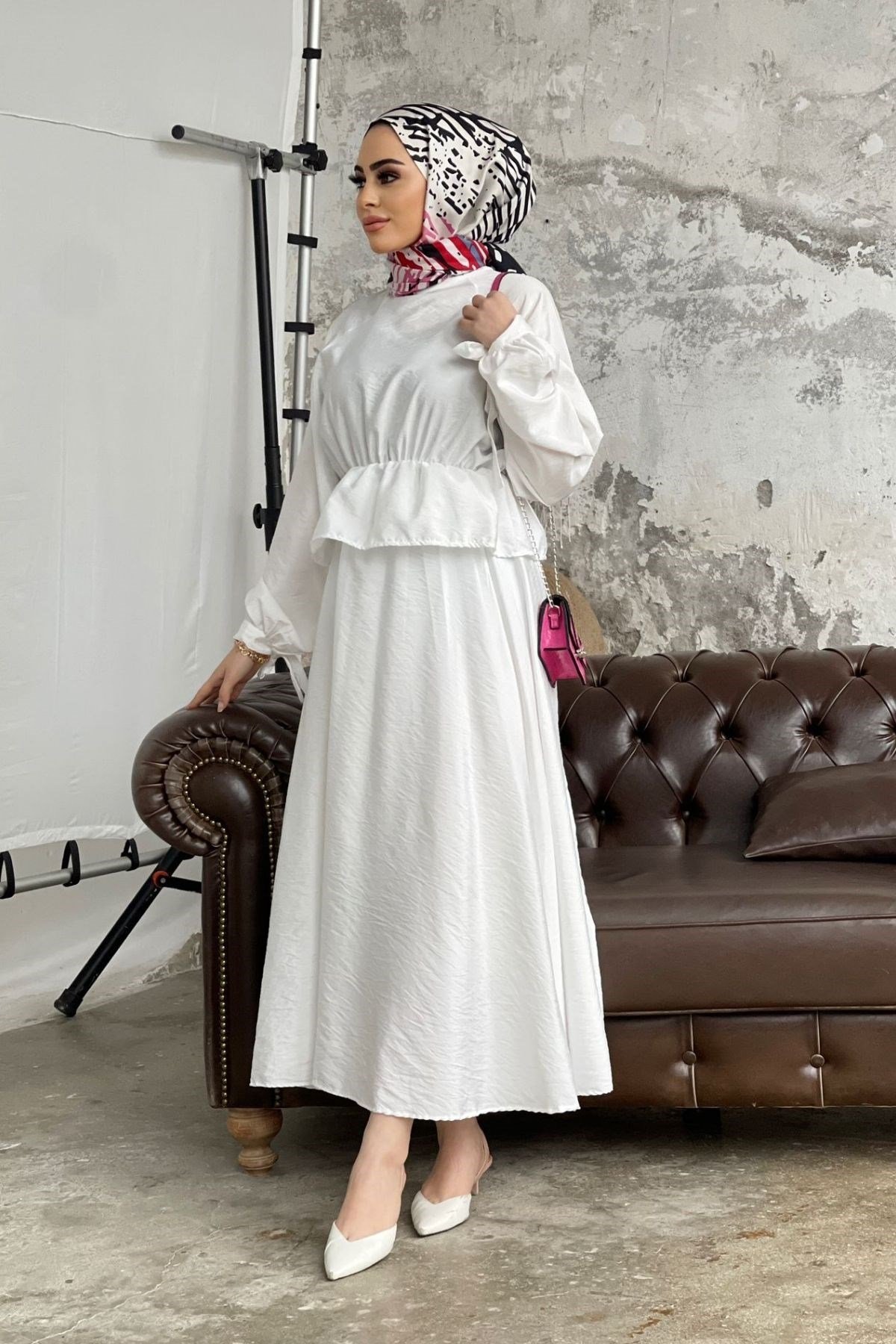 Helen Etekli Takım Beyaz – Haza Moda | Tesettür Giyim