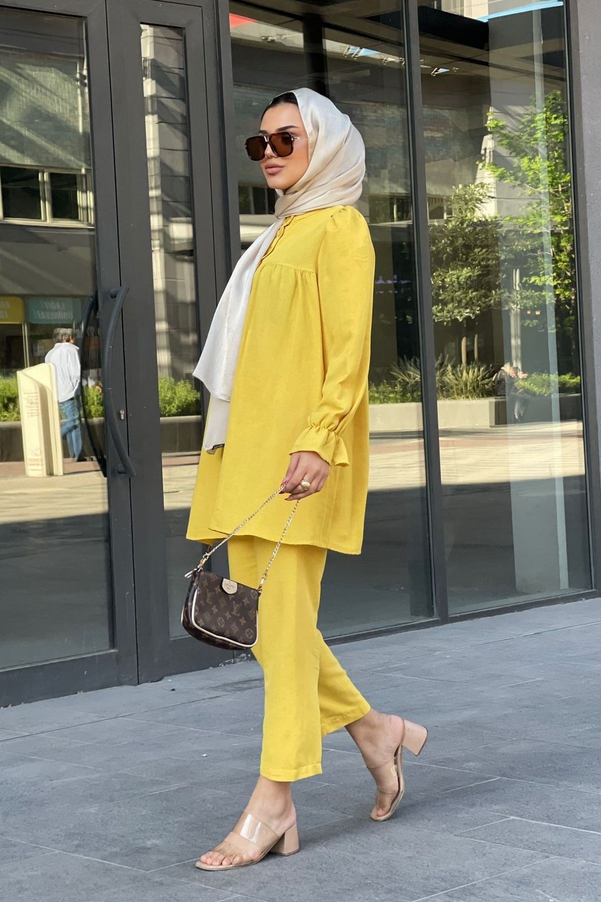 Keten Takım Sarı – Haza Moda | Tesettür Giyim
