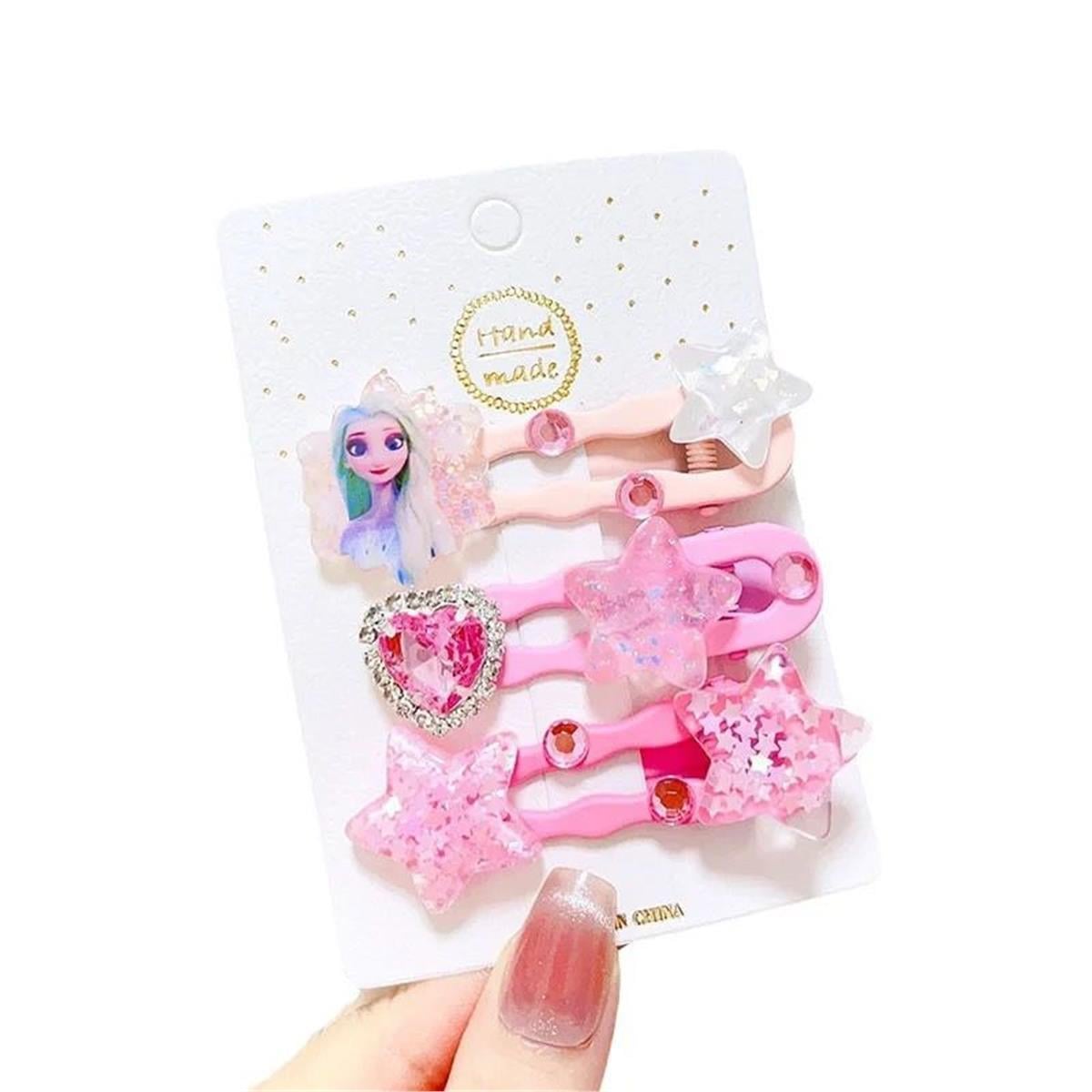 3 Lü Pembe Elsa Pens Toka Seti