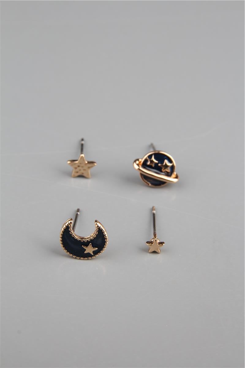 4 lü Yıldız ve Ay Küpe