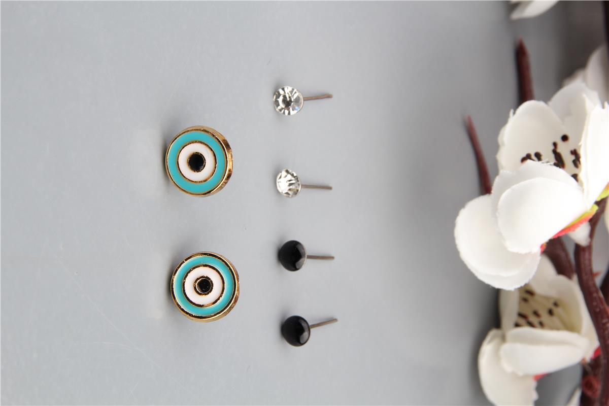 6 Lı Nazar Boncuğu Küpe Seti