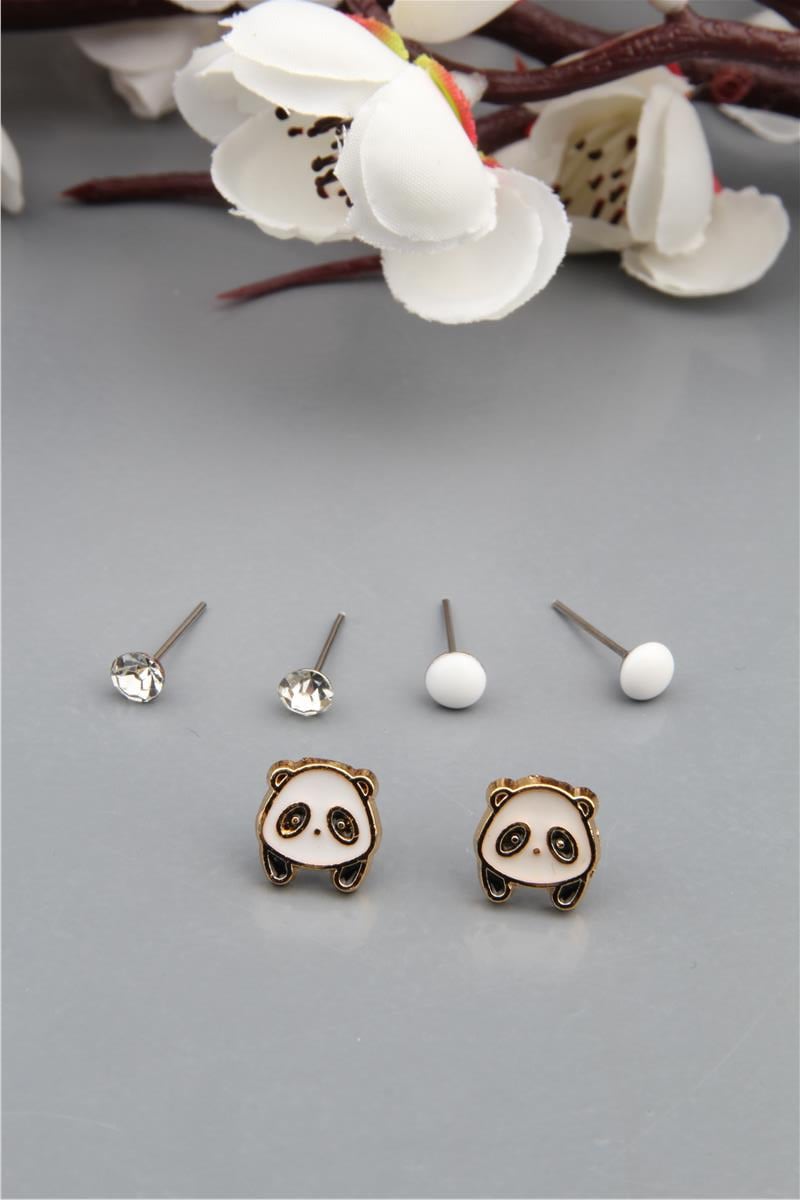 6 Lı Panda Küpe Seti