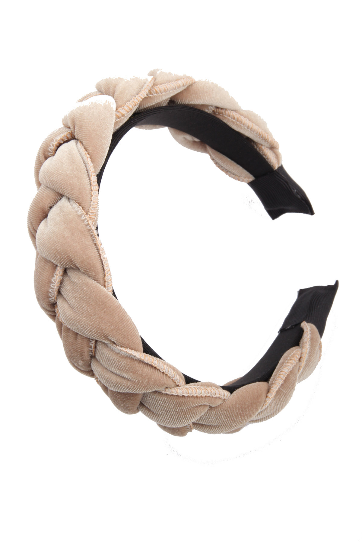 Bej Örgülü Kadife Taç