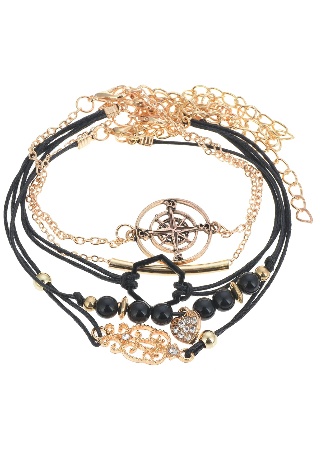 Siyah İpli Çoklu Bileklik Seti