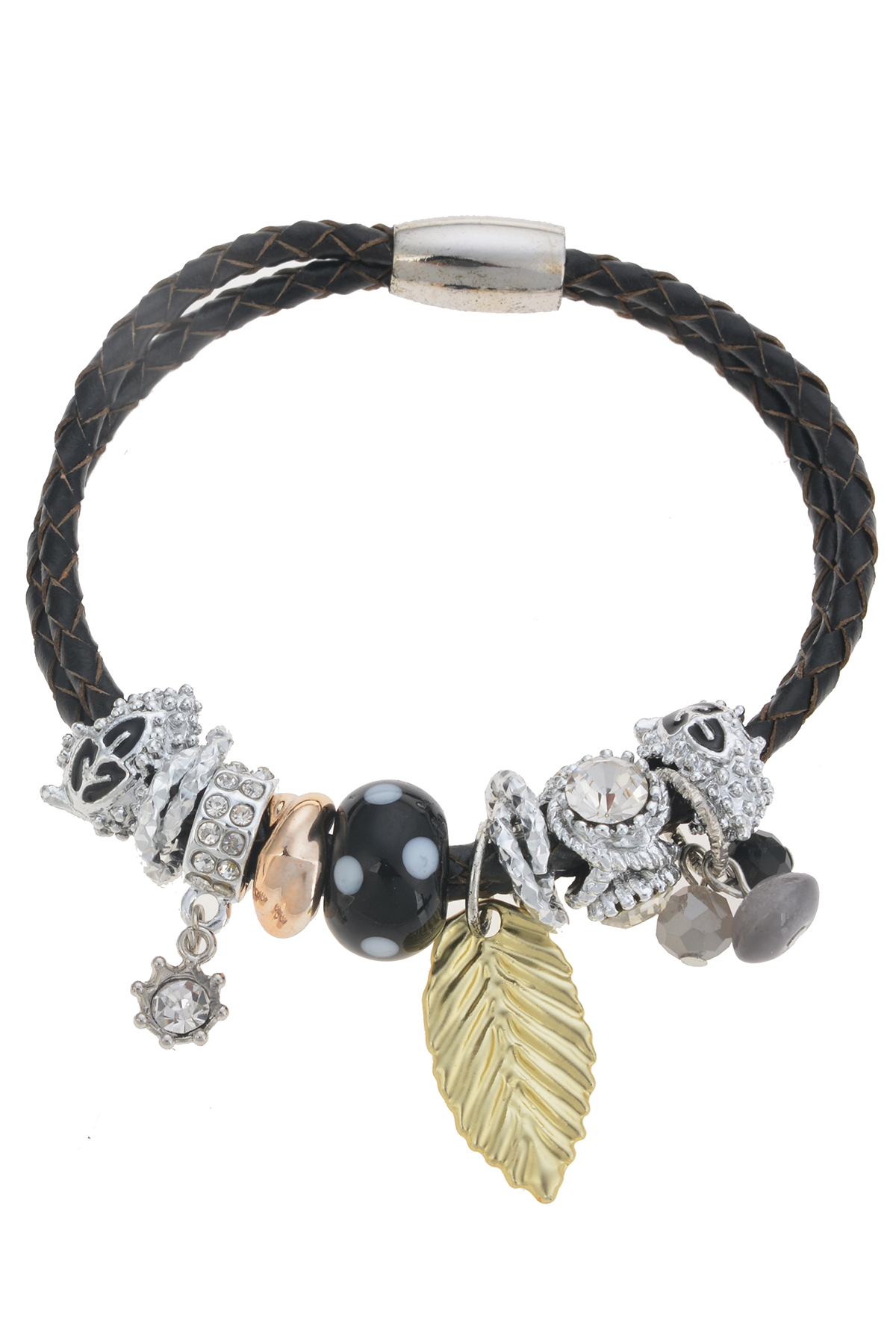 Siyah Derili Mıknatıslı Tasarım Bileklik