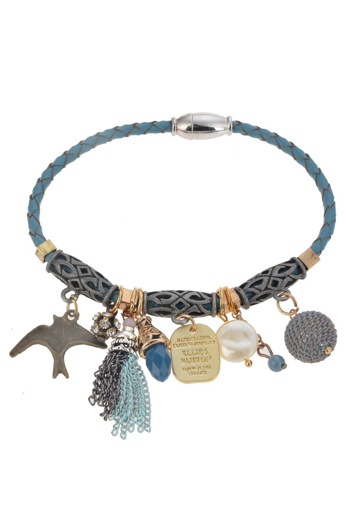 Mavi Derili Mıknatıslı Tasarım Bileklik