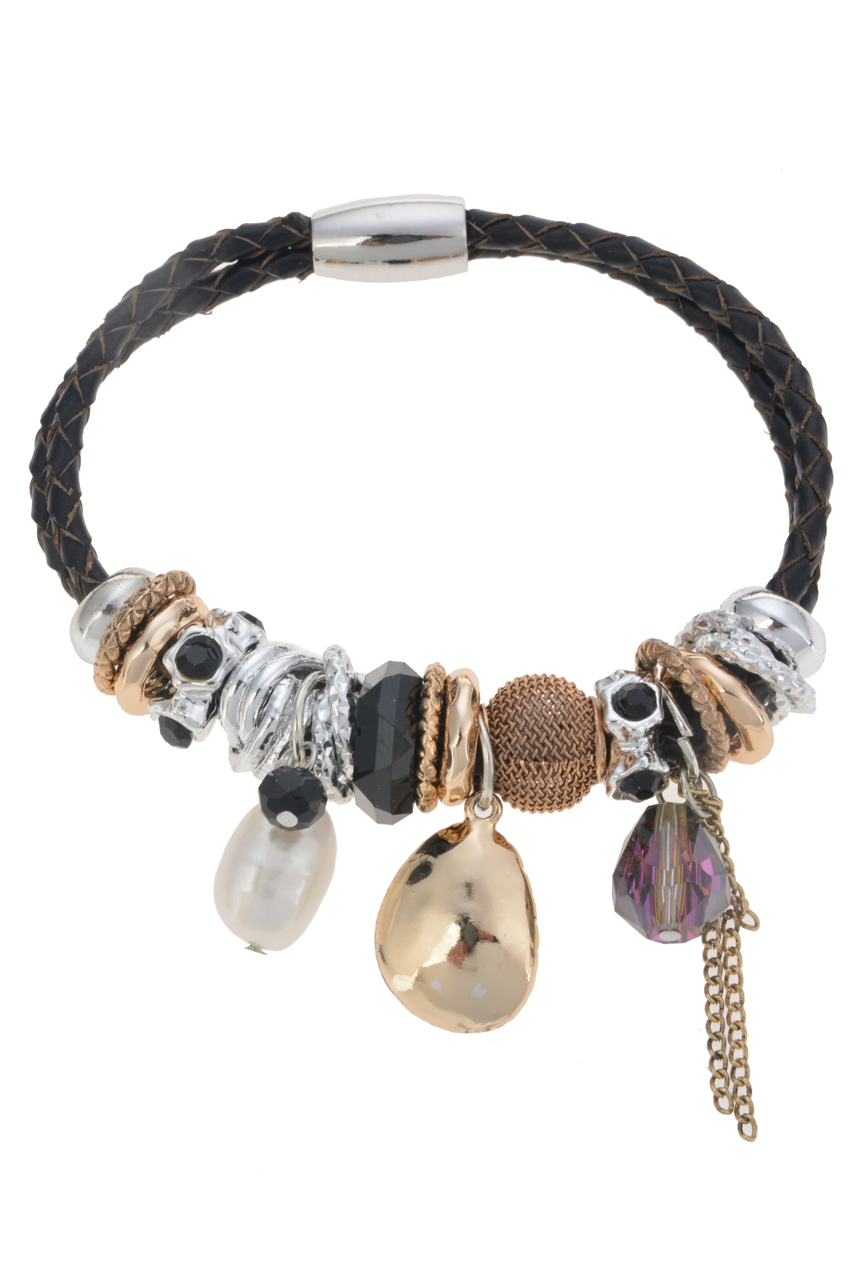 Siyah Derili Mıknatıslı Tasarım Bileklik