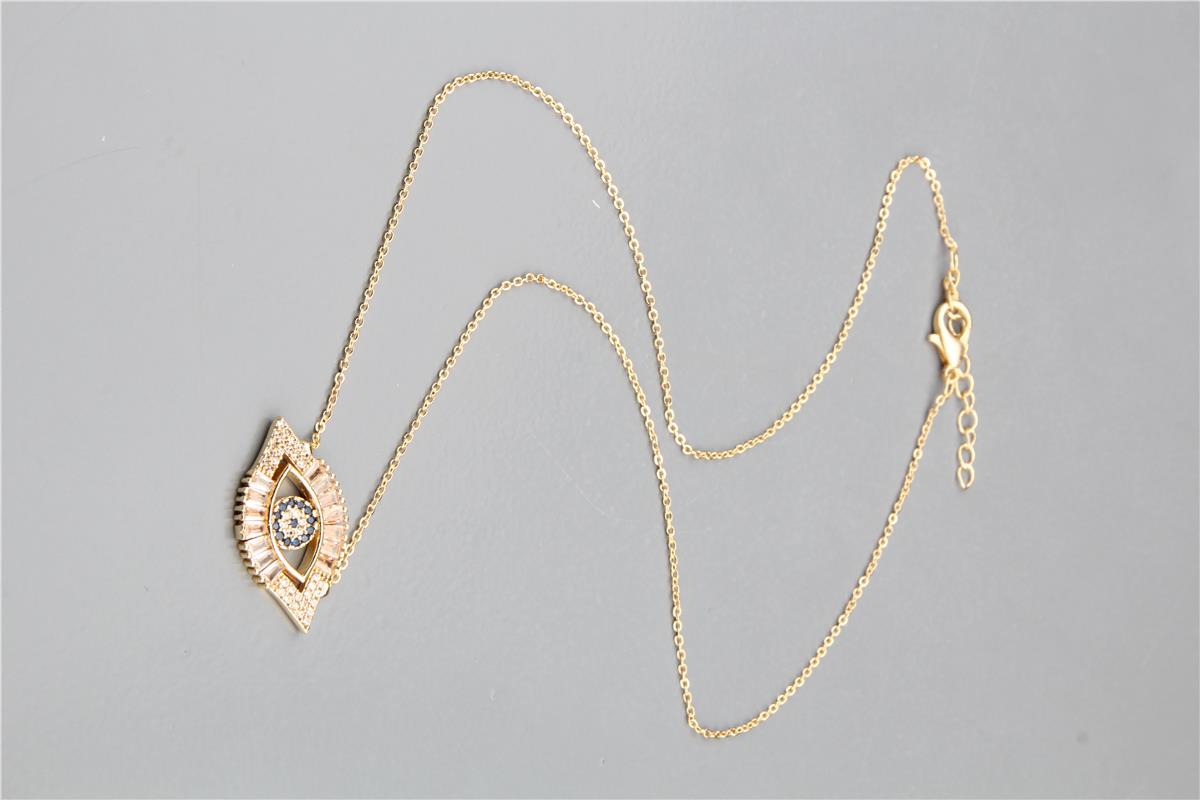 Gold Baget Taşlı Göz Kolye