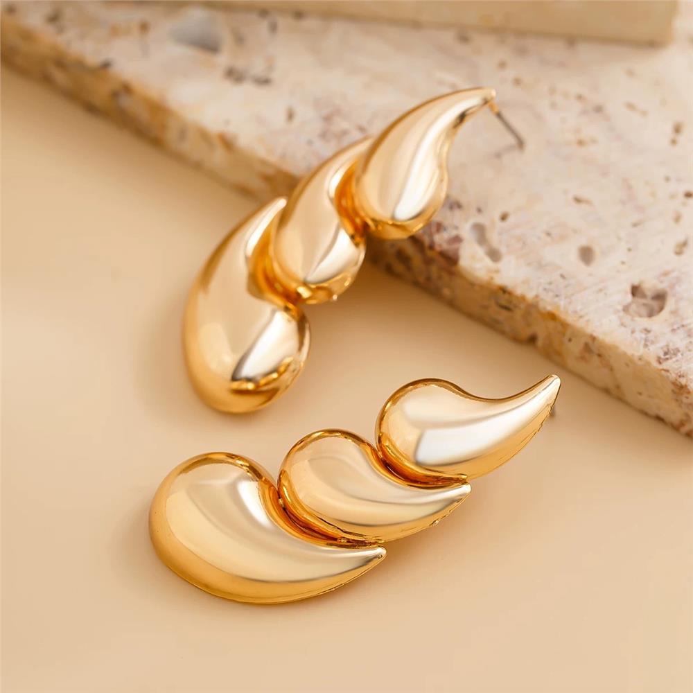 Gold Çelik 3lü Damla Küpe