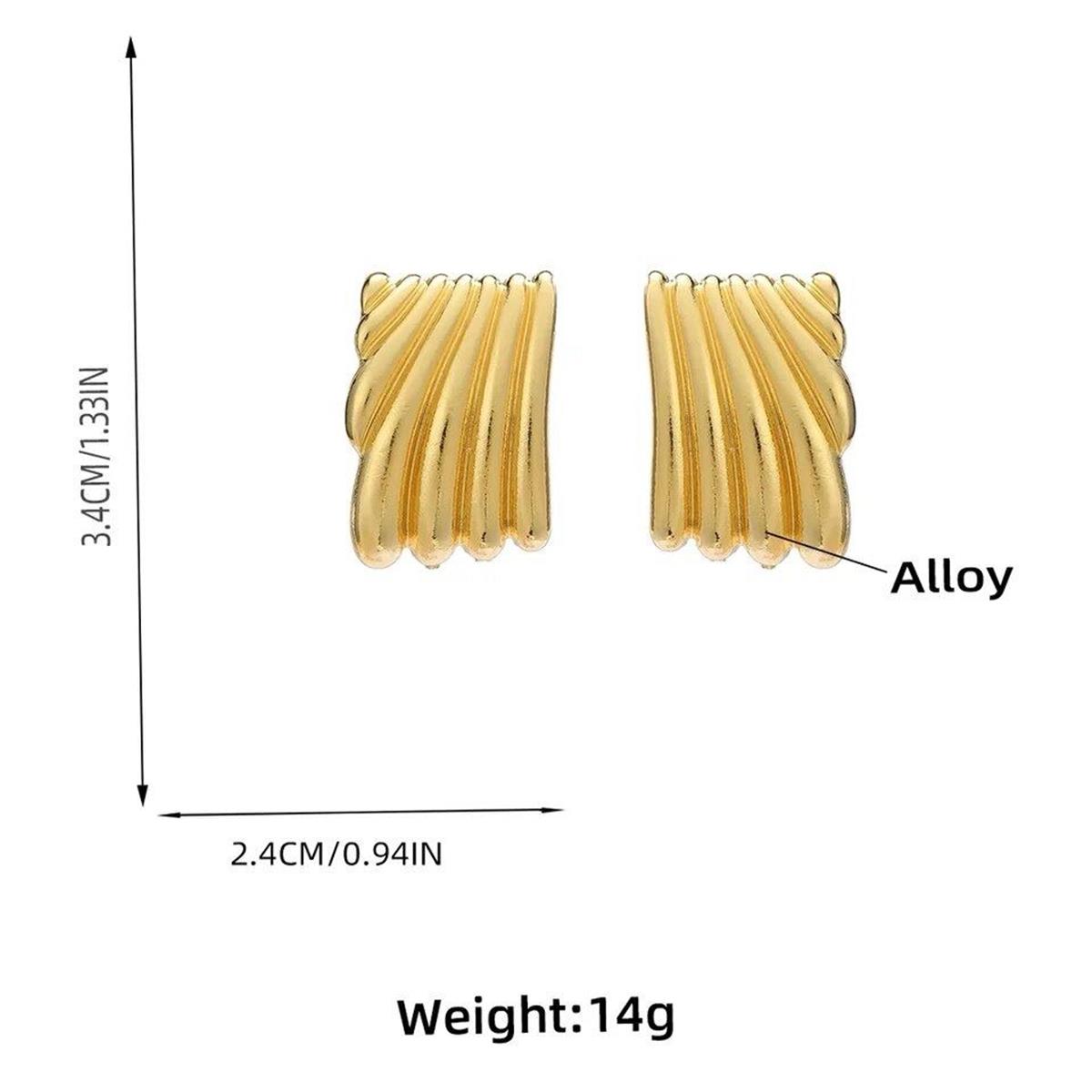 Gold Dikdörtgen Küpe