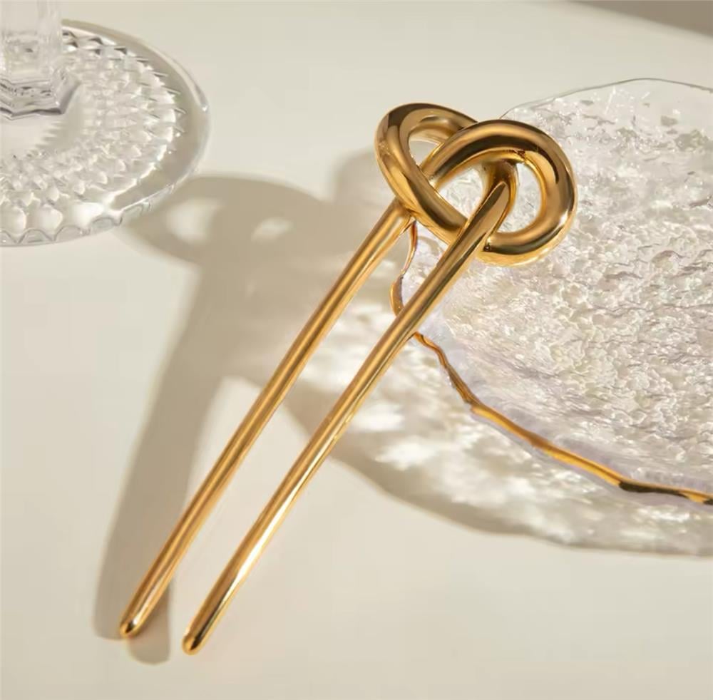 Gold Düğümlü Topuz Tokası