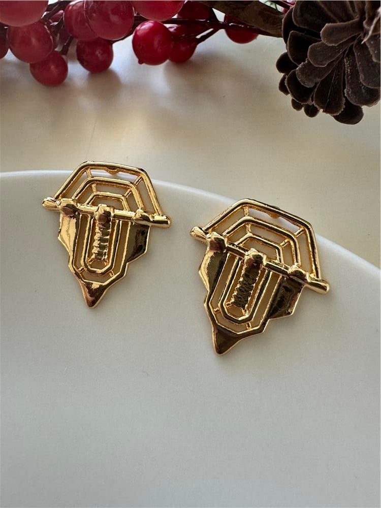 Gold Geometrik Küpe