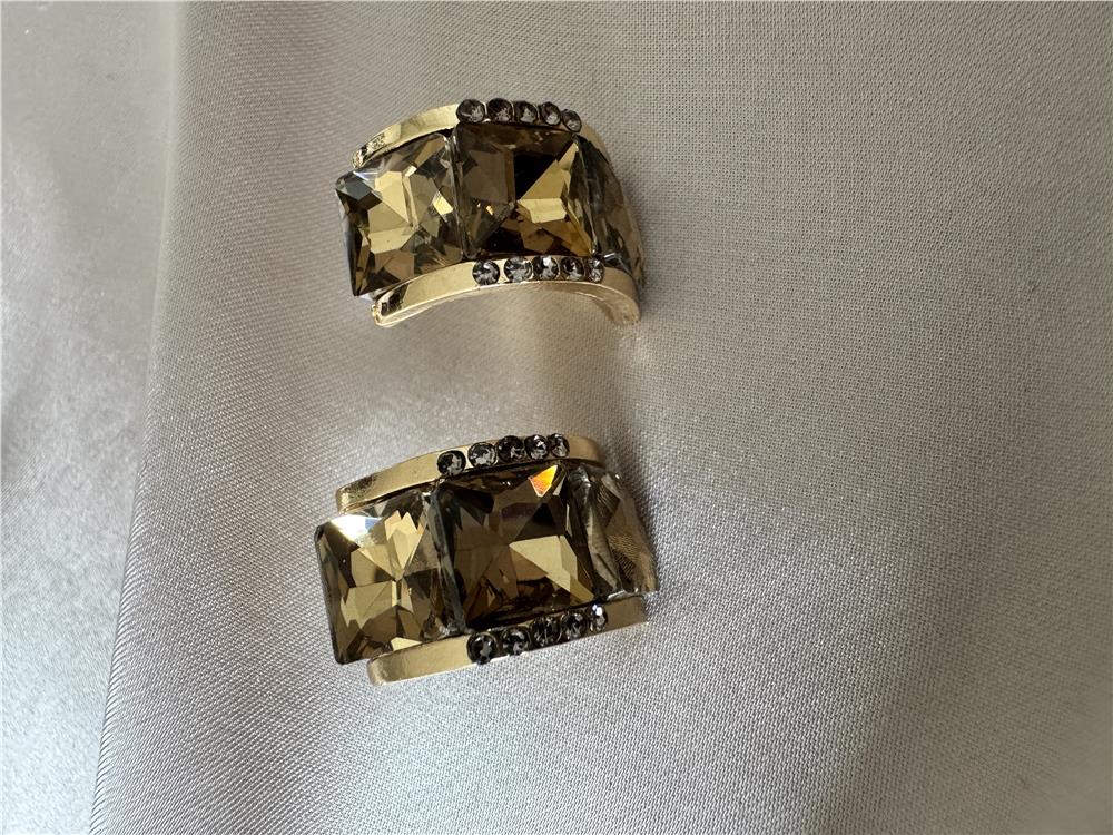 Gold Kristal Baget Taşlı Halka Küpe