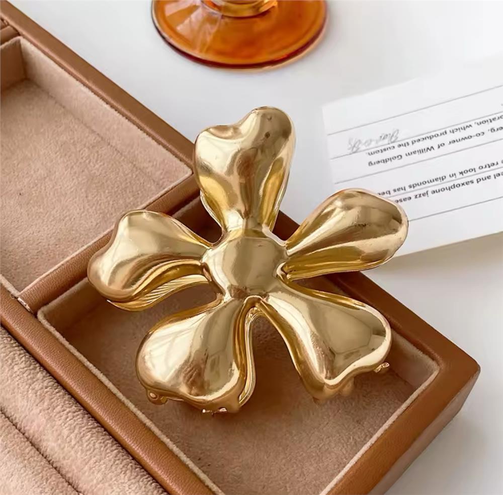 Gold Orta Boy Çiçek Mandal Toka