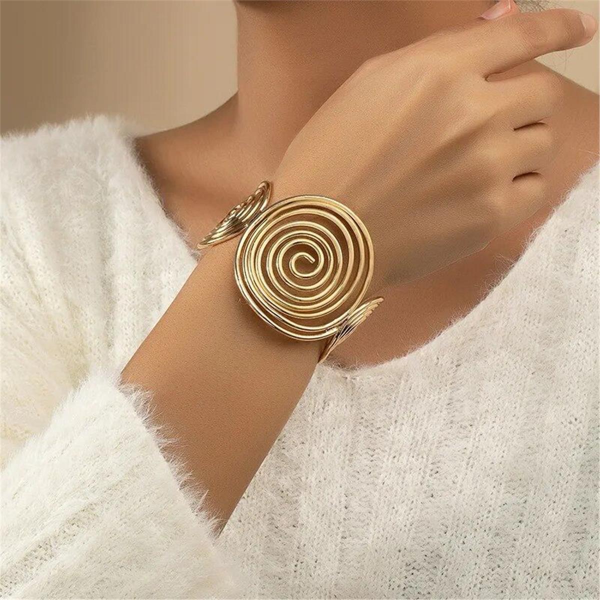 Gold Spiral Kelepçe Bileklik