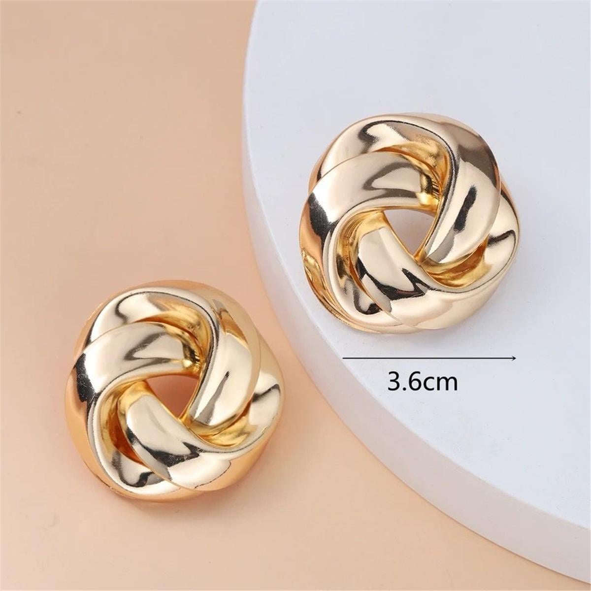 Gold Vintage İçiçe Kıvrımlı Daire Küpe