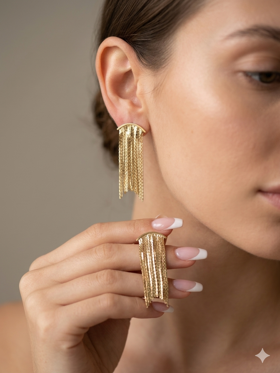 Gold Zincir Küpe