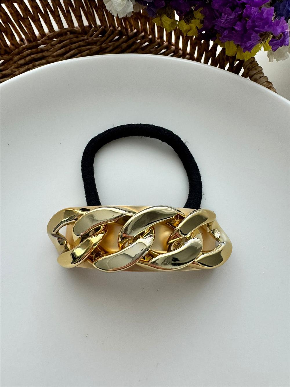 Gold Zincir Örgülü Metal ve Lastik Toka